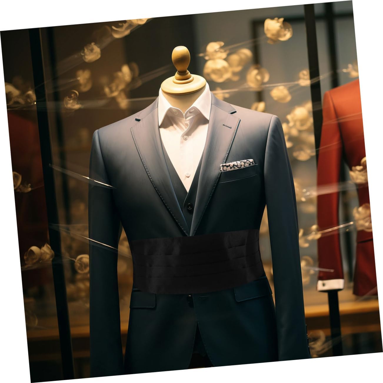 2pcs Men's Adjustable Solid Color Cummerbund Formal Waistband for Tuxedo Suit Satin Waistband for Weddings Night Parties Stylish Comfortable
