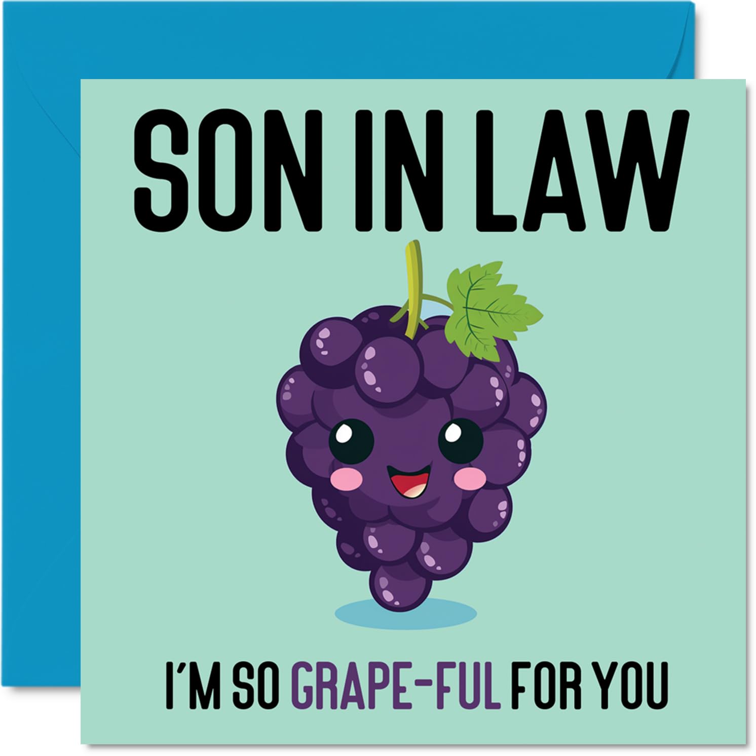 Thank You Cards for Son in Law - Grape-Ful - Funny Happy Birthday Card for Son-in-law from Mum Dad in Law, Son Birthday Gifts, 145mm Joke Greeting Cards Men Him