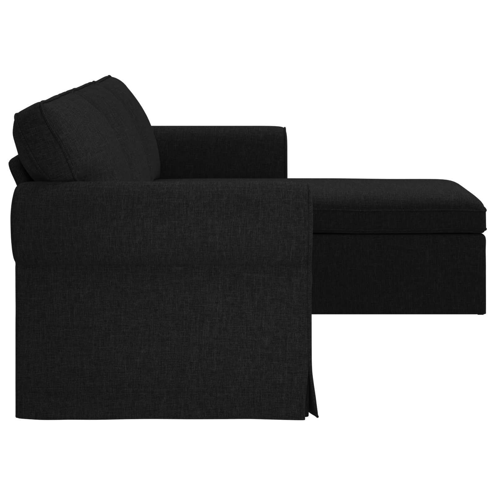 Nowoczesna sofa narożna, czarna, 245 x 138 cm, materiał z funkcją spania i funkcją relaksu, do salonu, sypialni, lounge, skandynawski design, trwała, wygodna, zdejmowana poszewka