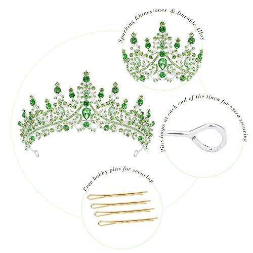 Miniatura 5 de Tiara de boda para novias, coronas de cumpleaños para mujeres y niñas, Aleación duradera, cristales