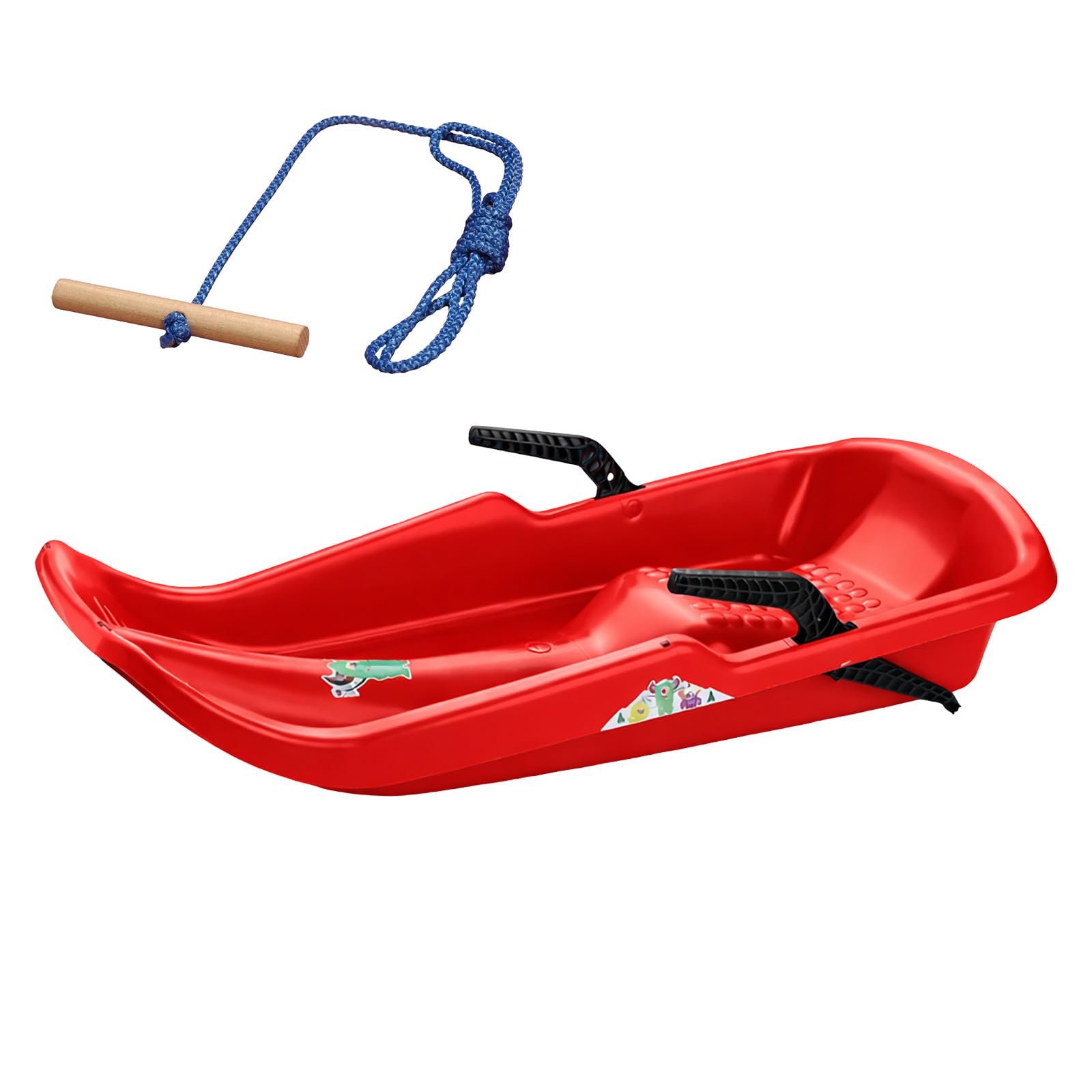 Schlitten Twister mit Bremsen 80 cm Kinderrodel Rot Antirutsch Winterspaß | Handbremsen, Schlittenleine, bis 50 kg belastbar, ab 3 Jahren, robuster Kunststoff, leicht lenkbar, Winterspaß, langlebig
