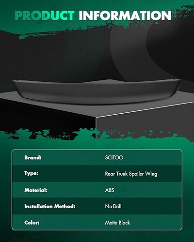 Miniatura 3 de SCITOO Alerón para Dodge Challenger 2008-2019 para Dodge Challenger ABS negro mate trasero alerón de maletero