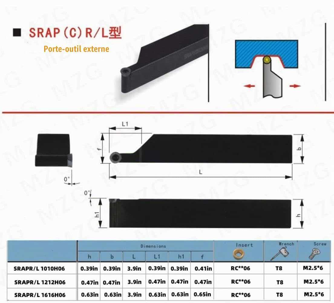 3/8-inch Turning Boring Bar SRACR1010H06 Cylindrical Turning Toolholder and 10pcs RCMT0602 R3 Carbide Indexable Turning Inserts