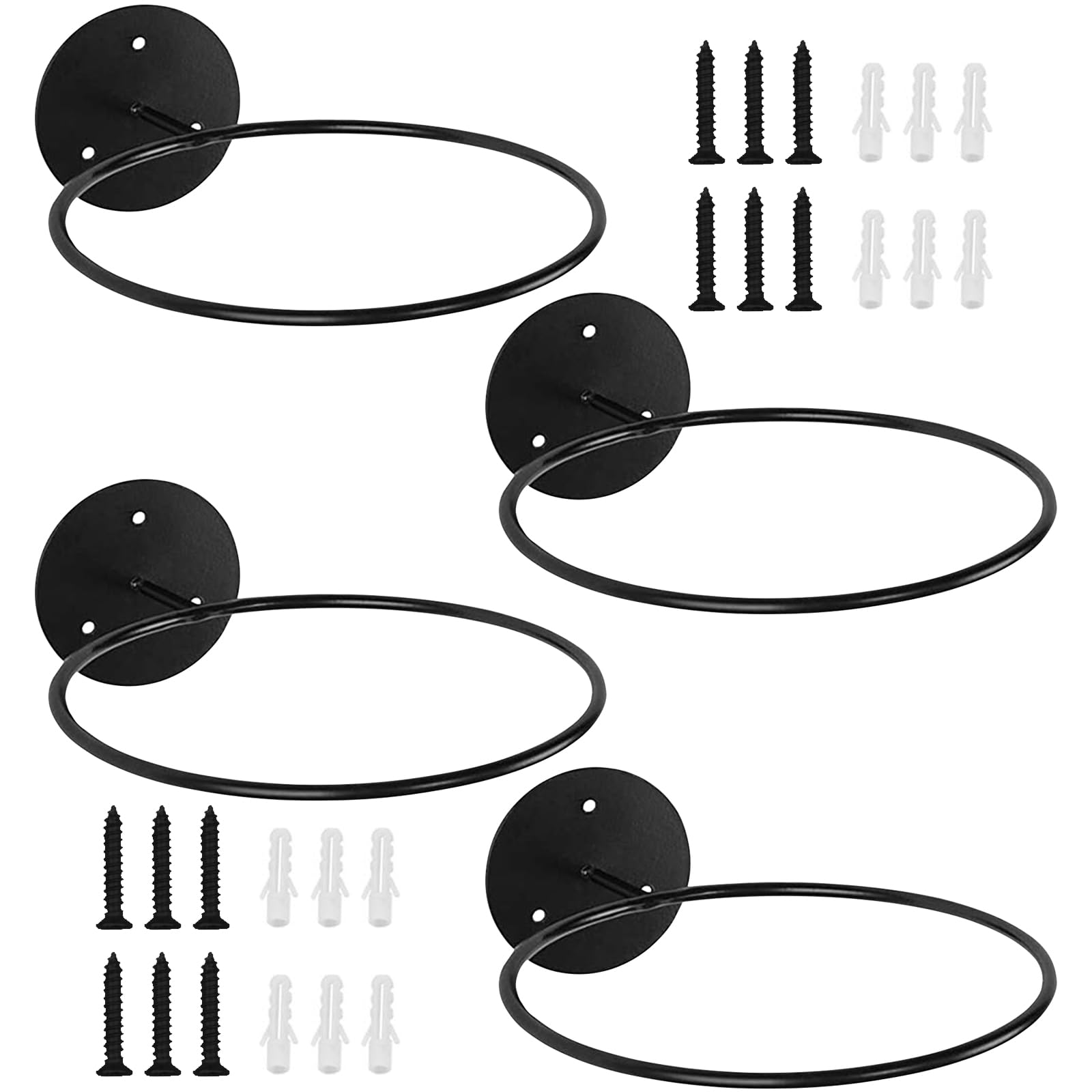 Support Ballon Mural 4 Pièces Rack à Billes Murales en Métal Porte Ballon Mural avec Vis Support Ballon Basket Football Rugby Volleyball (Noir)
