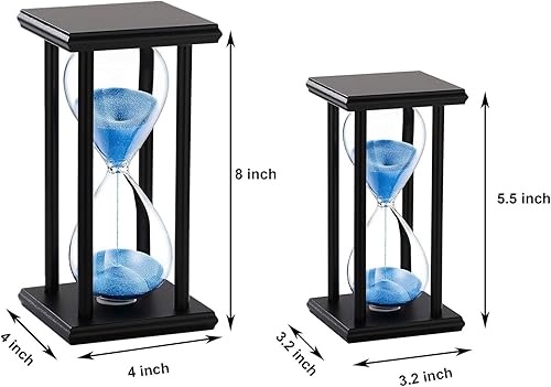 Miniatura 7 de SuLiao Reloj de arena púrpura de 60 minutos, reloj de arena con soporte de madera negra, reloj de arena de madera de 60 minutos, reloj antiguo de