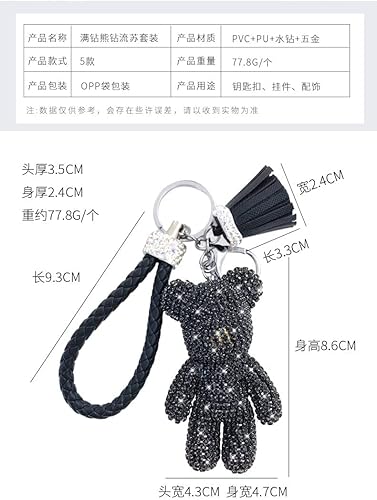 Miniatura 7 de Creativo fresco oso de diamante Diseño colgante Llavero Llaveros Llaveros