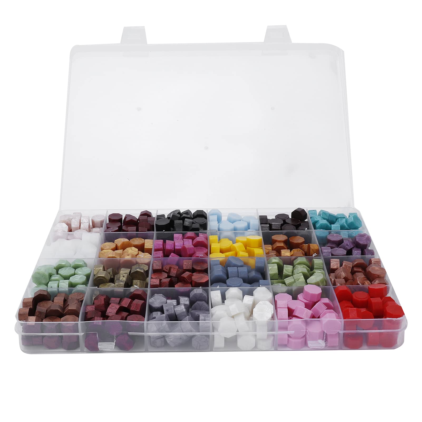 Kit di Perline di Ceralacca in 24 Colori con Cucchiaio e Timbro per Decorazioni Artigianali Fai-da-te in Occasione di Matrimoni Ed Eventi