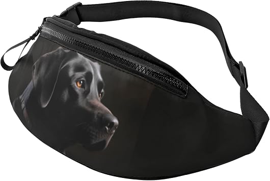 Black Labrador Fanny Pack for Women Men Fashion Waist Pack Adjustable Belt Bag for Workout Running Travelling Casual Waist Bag