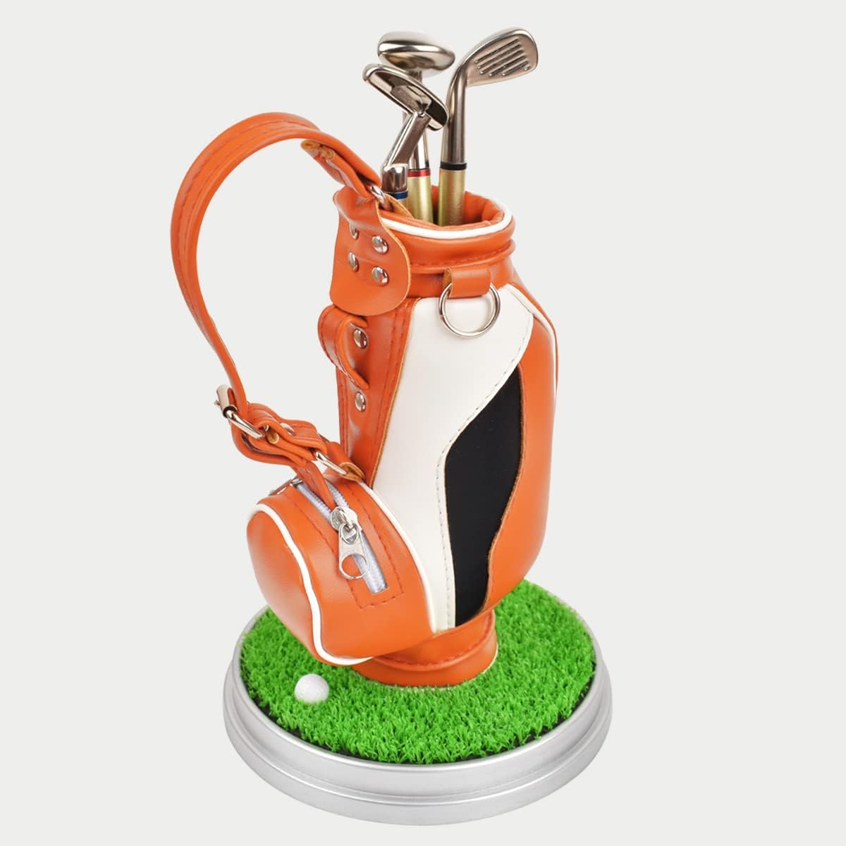 Leather Golf Club holder with three golf club pen, suitable for desk decoration, boss Dad Unique Golf Gifts