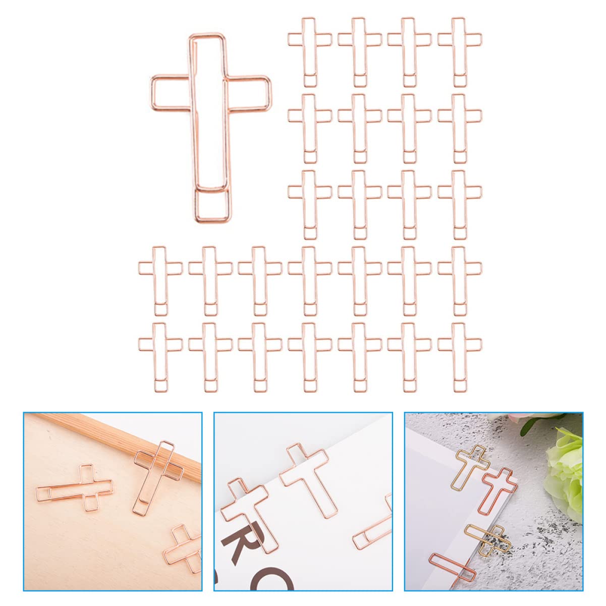 VILLCASE 5 Sätze Büronadel Jumbo-büroklammern Bürobedarf Und Schreibwaren Kabinendekor Clip Büroartikel Büromaterial Schreibtischzubehör Aus Metall Buchbüroklammern Rose Gold 60 Stück * 5