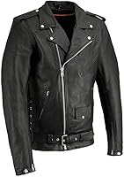Vista 16 de Milwaukee Leather LKM1781 - Chaqueta de motocicleta clásica premium para hombre The Legend en negro con forro acolchado de piel