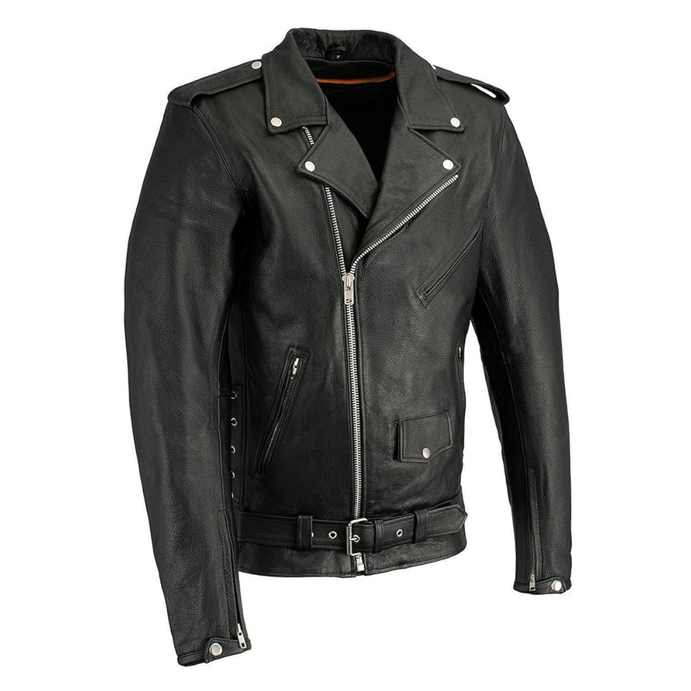 【L.E.E.Y】 LEATHER HAND BIKE JACKET Jild Biker Style Genuine Leather Jacket Men - Vintage Look