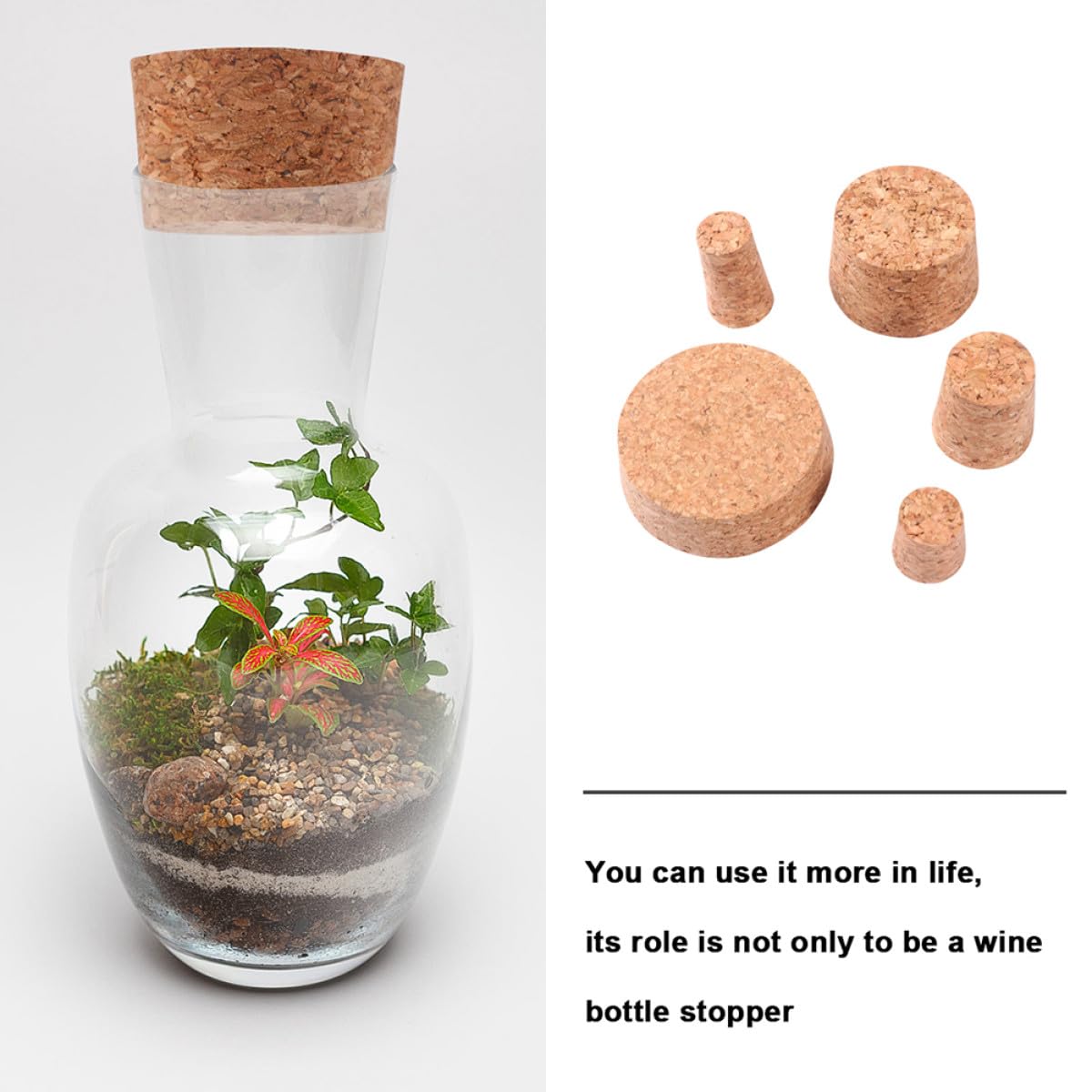 FOMIYES Bouchons en Liège Alimentaire 50 Pièces – Lot Multi-tailles – Bouchons Hermétiques pour Bouteilles en Verre, Vin, Bière, Vinaigre – Accessoires la Cuisine et Bar