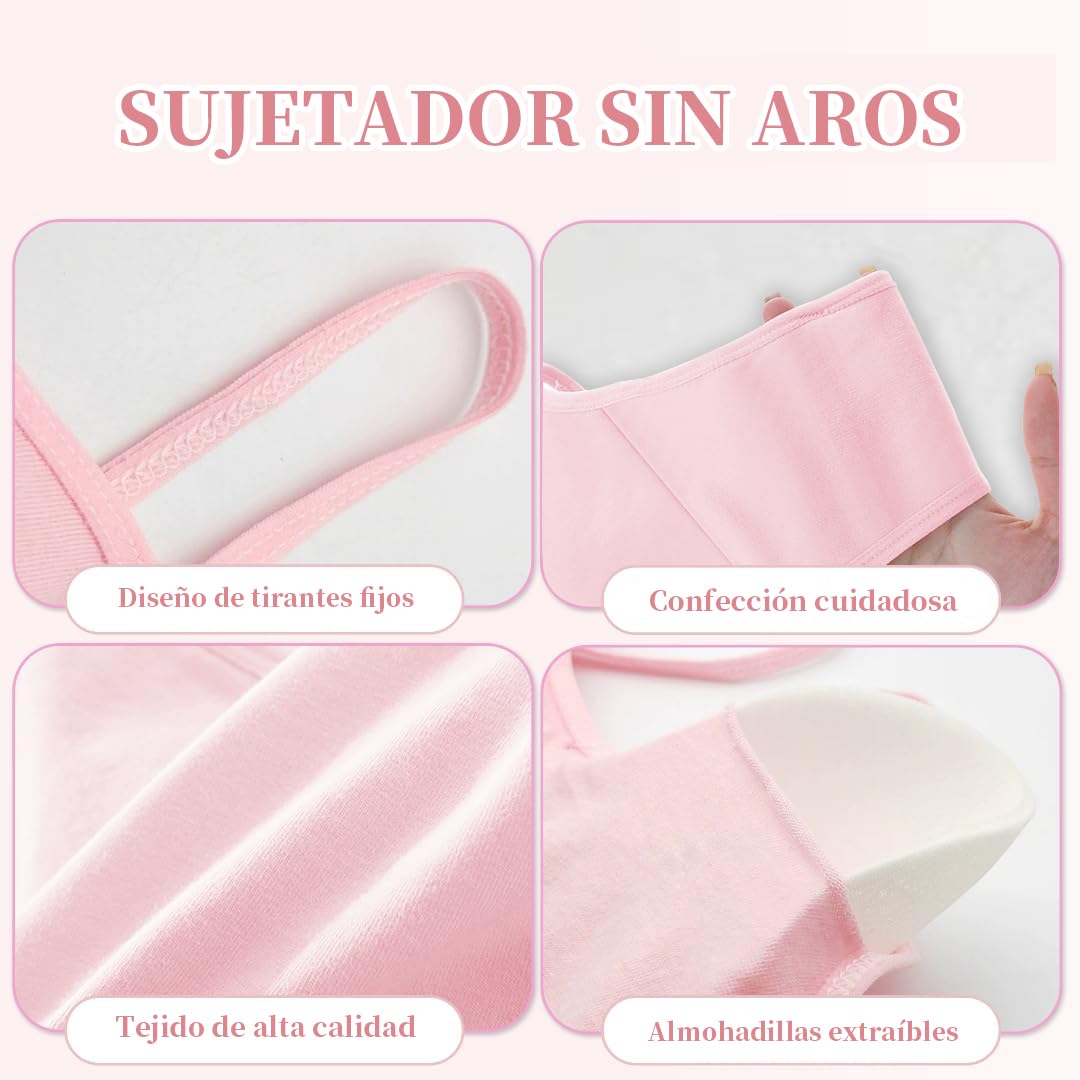 Channo Sujetador de Niña Algodón Top Básico sin Aros. Su Primer Sujetador!!!!