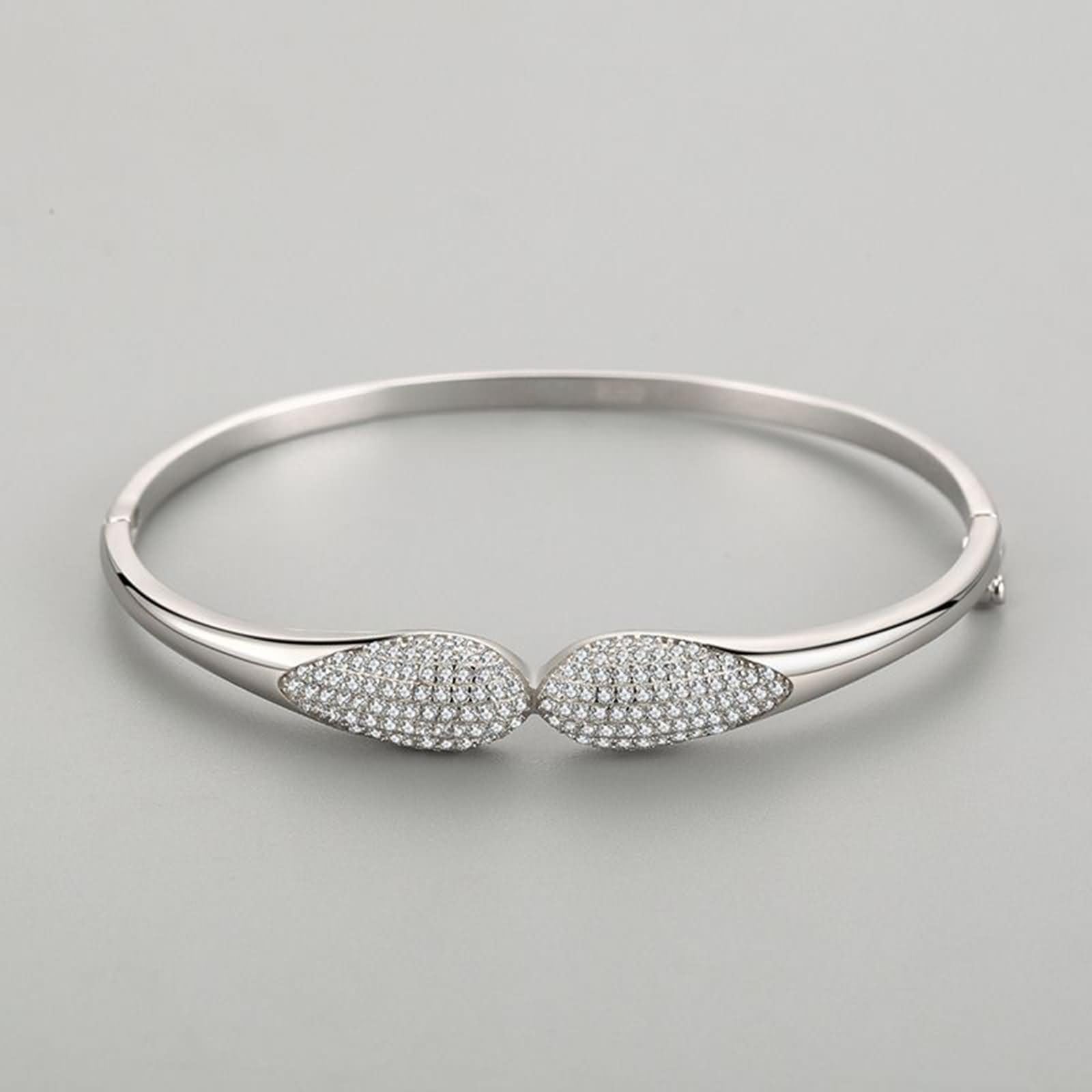 Pulseras de Mujer de Oro Blanco 9 Kilates / 14 Kilates / 18 Kilates, Gota de Agua con Moissanita, Cadena 16 CM, Pulseras de Plata Mujer