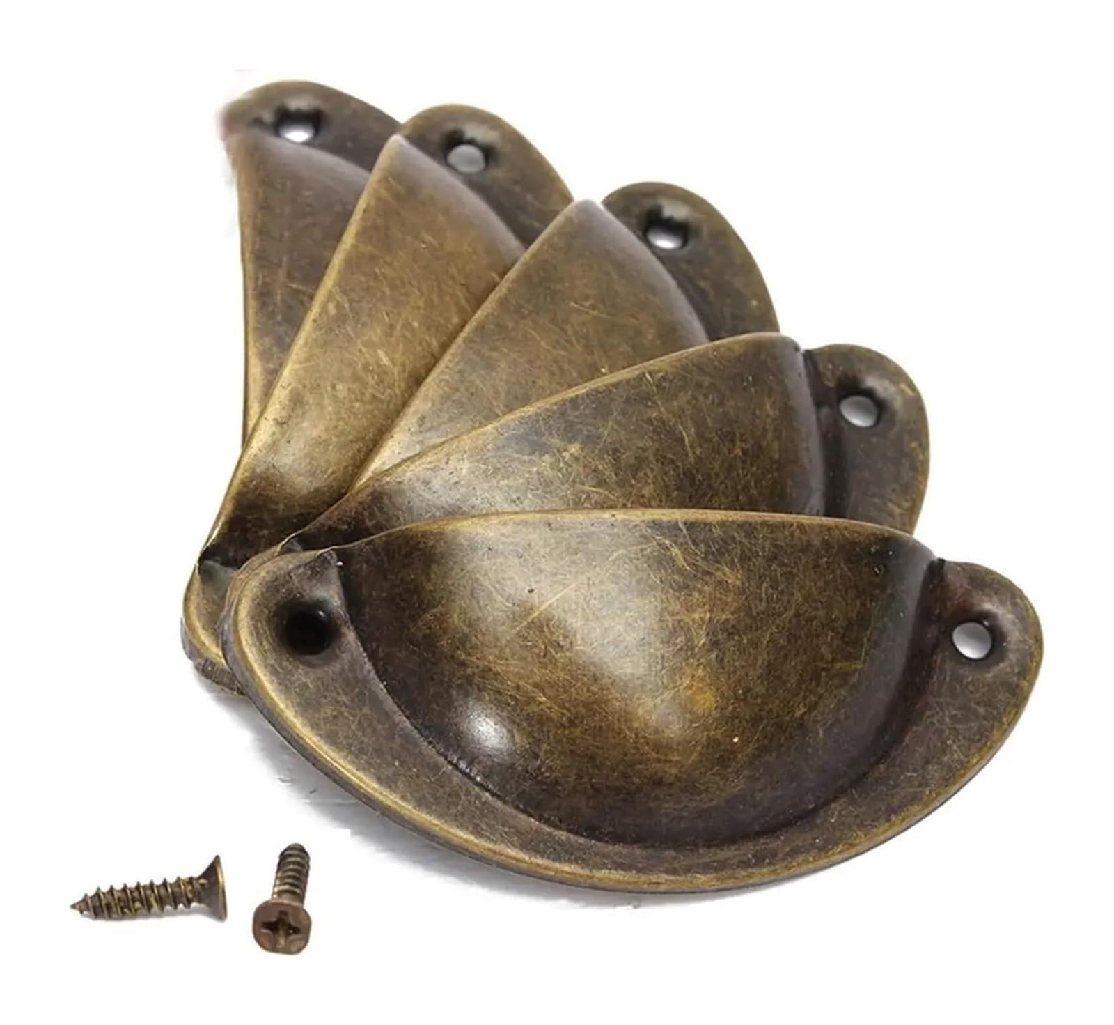 BTYQKZVPM Vintage Style Handles, Bronze Shell Pull Handles Pack of 6 for Cabinet Cupboard Drawer