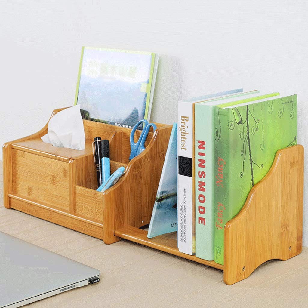 Aufbewahrung Ordner/Schnellhefter/Organisator/Einstellbare Desktop-Bücherregal Schreibtisch-Organisator mit Schubladen Bambus Holz Desktop-Bücherregal Bürobedarf Verkaufsregalen (Natural) Ablagesyste