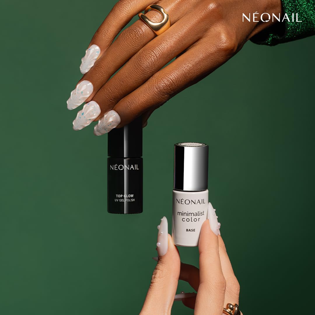 NÉONAIL Zestaw do Manicure Hybrydowego PURE EMOTIONS - baza & top - Minimalist Color Base Snow Tone 7,2 ml & Top Glow Shiny Flakes 7,2 ml