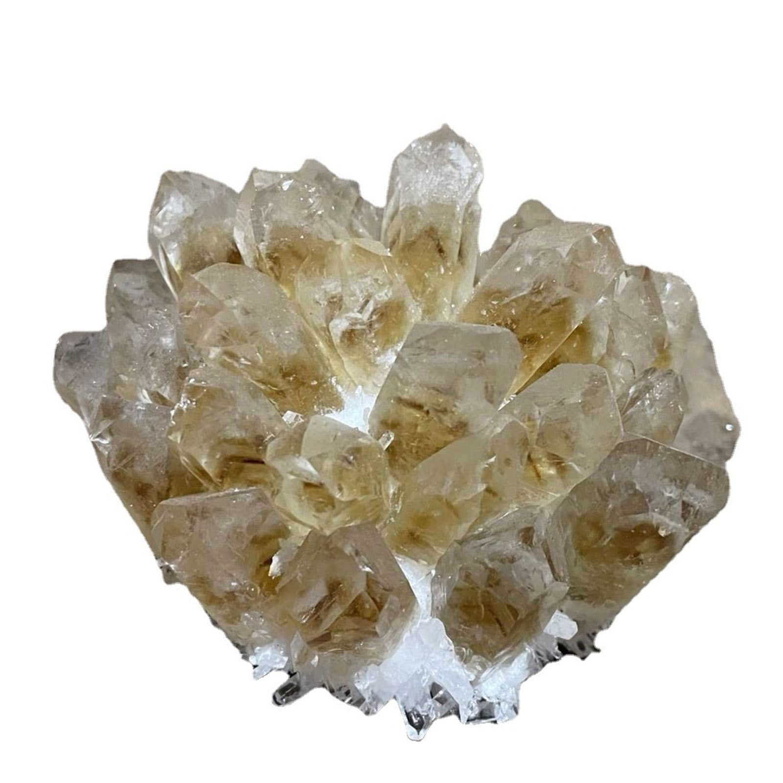 Racimo de Cristal de Cuarzo curativo Natural Irregular Minerales de Roca de 0.8-1.1 LB Cuarzo de geoda en Bruto Druzy Geode espécimen para decoración del hogar Reiki Healing,Citrine