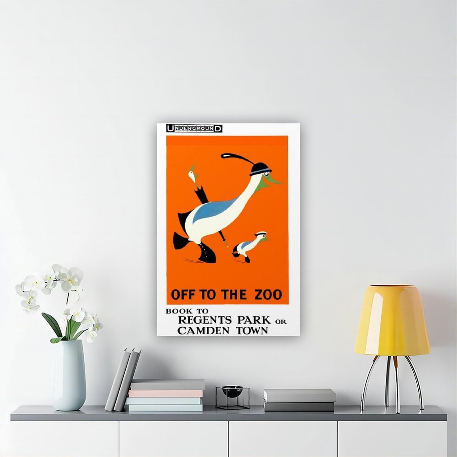 Poster su tela con scritta "Off to the Zoo London Underground", decorazione per camera da letto, ufficio, stanza, regalo, 40 x 60 cm