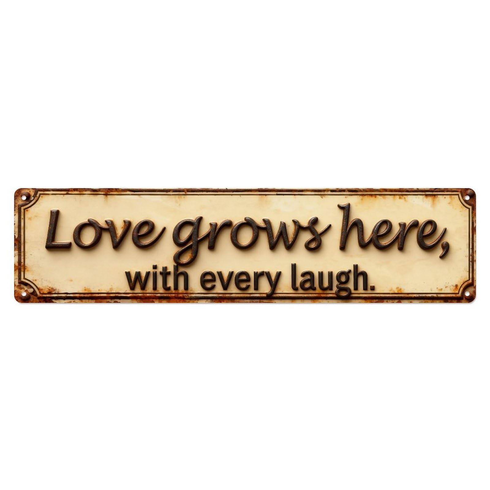 Iageret Vintage Love Grows Here With Every Laugh Metal Tin Sign Retro Wall Decor, Bar Garage Cafe Kitchen Home Wall Art Poster Decoration 4X16inches