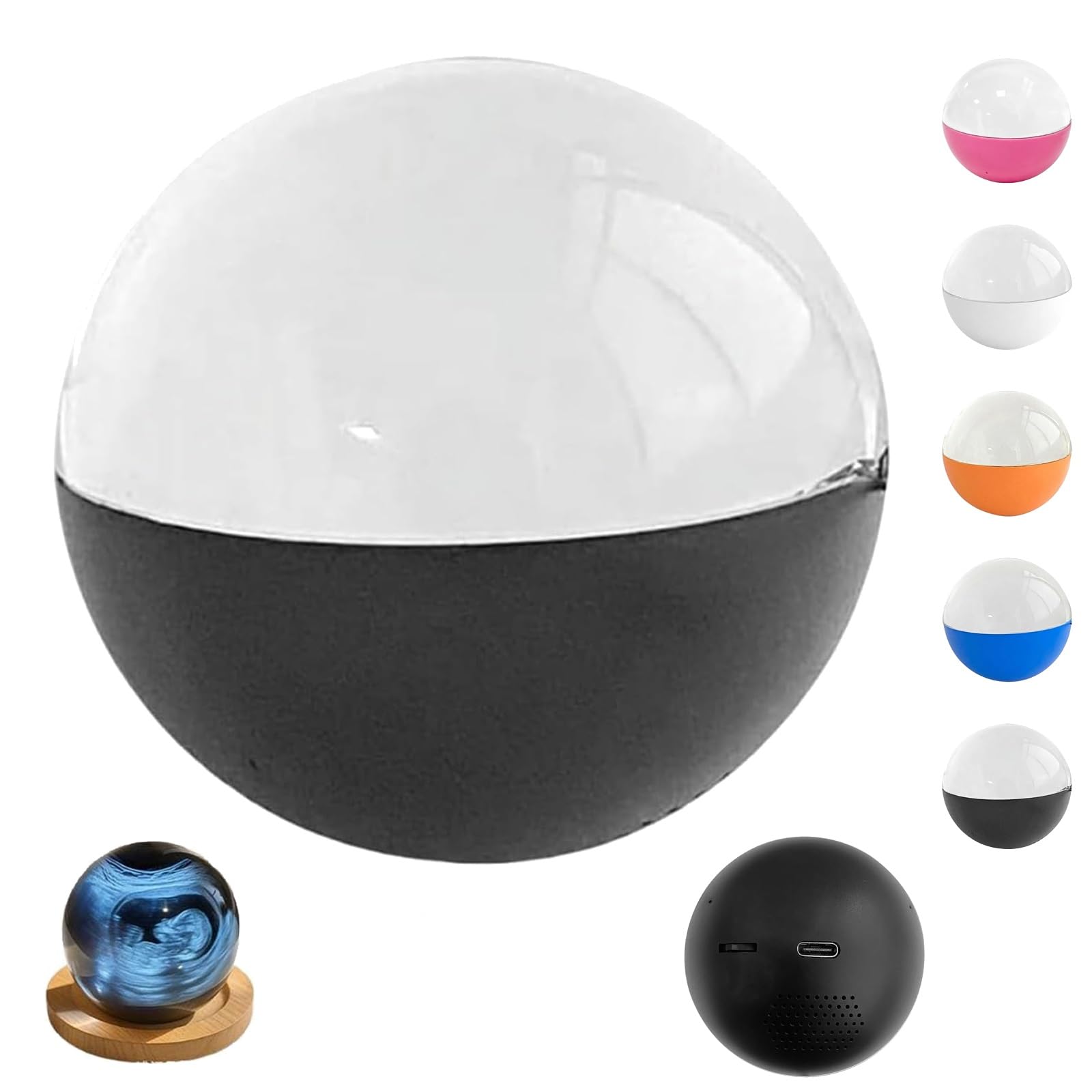 Crystal Ball Video Player, 3D Ultrasound Crystal Ball with Adjustable Volume, Digital Video and Photo Player, Personalized Digital Memory Display, for Friends, Couples, Pets, Memories(Black)