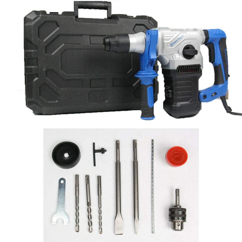 Martillo perforador, Taladro de percusión SDS giratorio sin escobillas, Demolición de rompebaldosas de hormigón robusto, Nuevo martillo de demolición eléctrica 1500W Kit