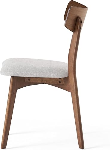 Miniatura 7 de Juego de 4 sillas de comedor, modernas de mediados de siglo con respaldo curvado y patas de madera, sillas de comedor tapizadas con marco de nogal