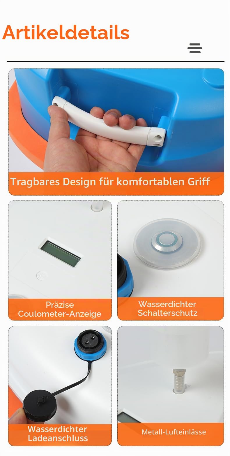 Tauchventilator, unterstützt 2 Taucher, wiederaufladbar, wasserdichter Luftkompressor mit 18,3 m langem Schlauch, Tauchsystem für Freizeit-Tauchen, Angeln, 10 H