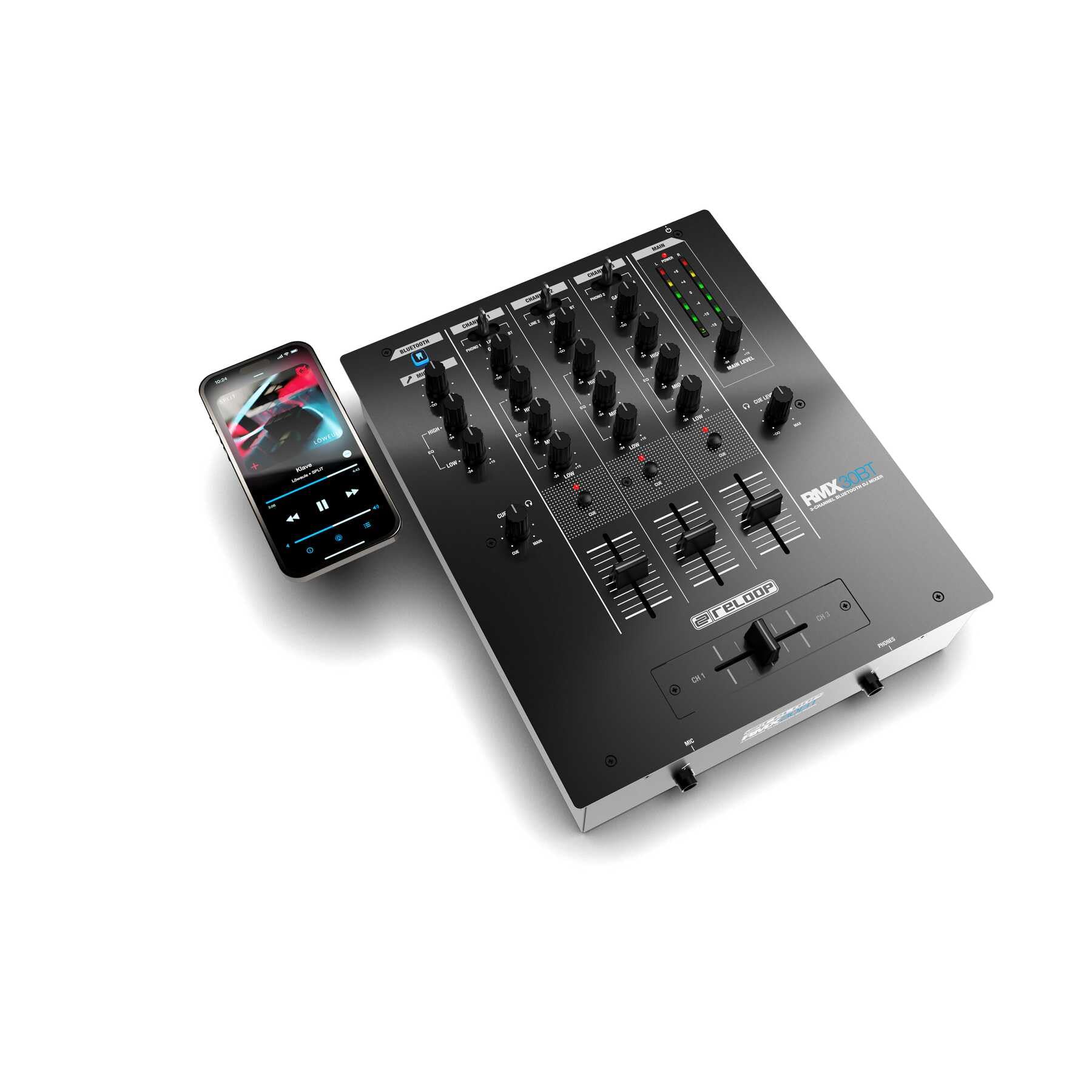Reloop RMX-30 BT - Allround-DJ-Mixer für kabelloses Musik-Streaming vom Smartphone oder Tablet direkt zum Mixer