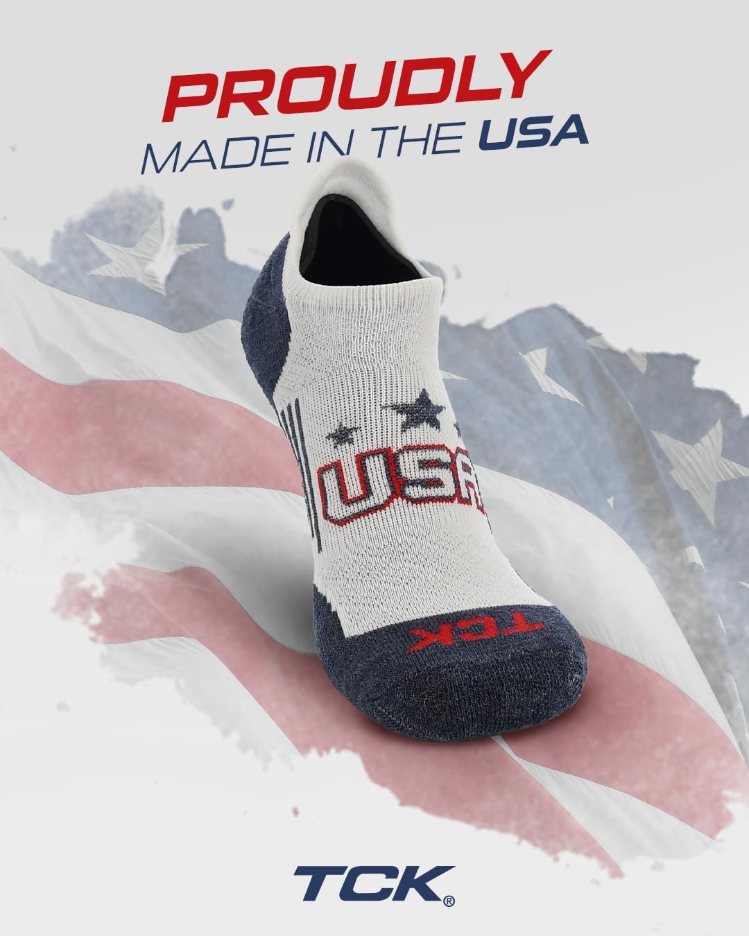 TCK USA No Show Socks for Men & Women - Cushioned Patriotic Low Cut Sock for Golf, Running, Training | Targeted Compression - Image 4