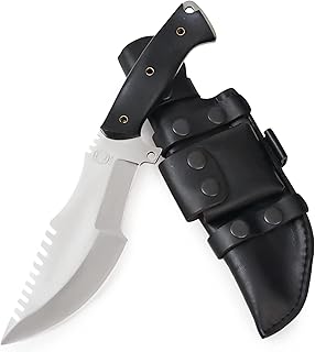 BIGCAT ROAR Handmade Tracker Knife - Full Tang Fixed Blade Hunting Knife with Sheath and Ergonomic Handle - 30.4 cm EDC D2 Steel Outdoor Knife - Black Jaguar