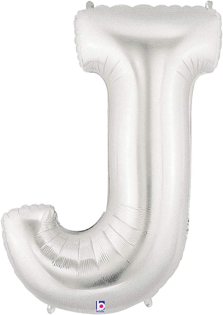 Betallic Large Letter J Silver Megaloons 40" Mylar Balloon