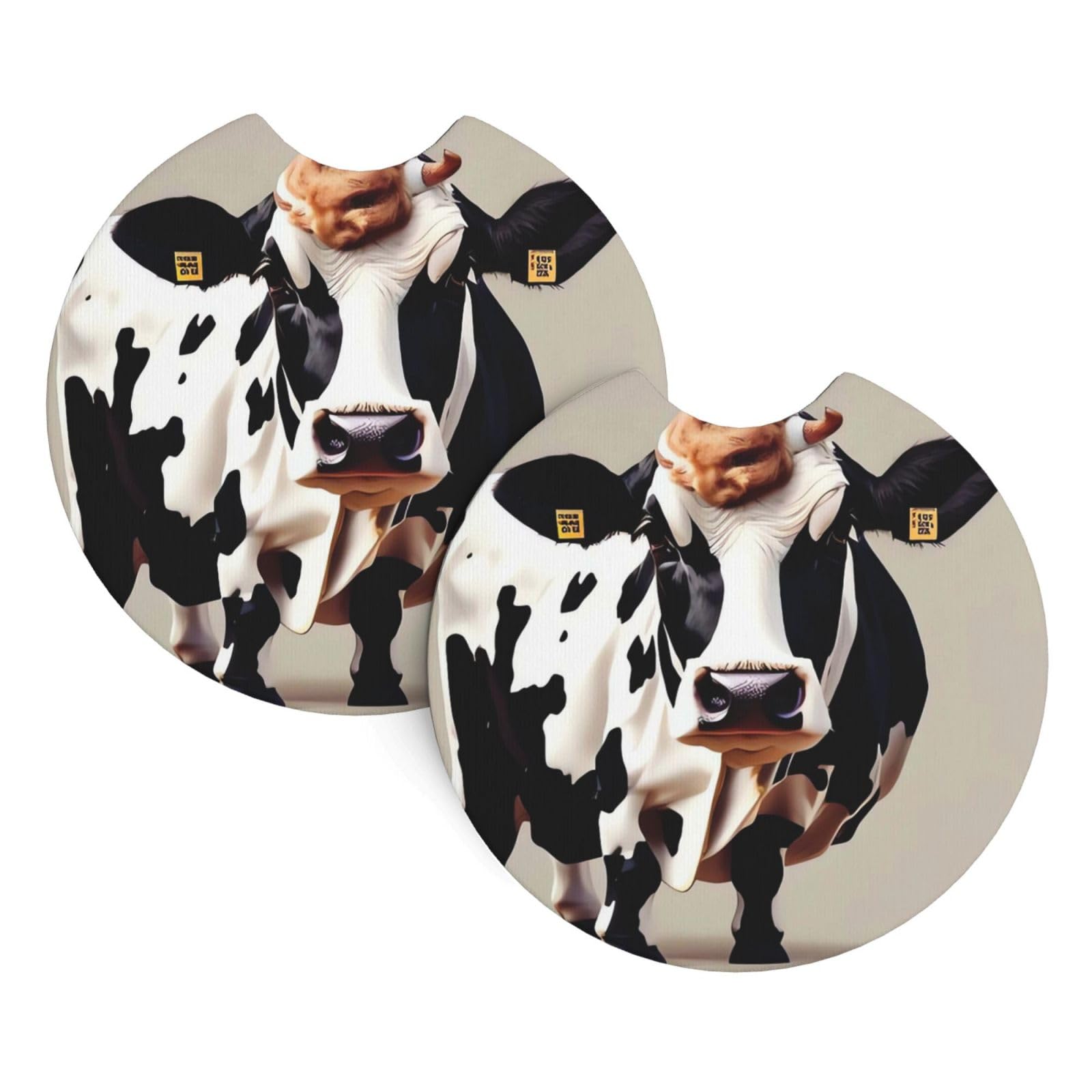 2 Pack Car Coaster for Cup Holders Cow Black and White spot Car Cup Coaster 2.7" Neoprene Non-Slip Automotive Cup Mat Universal Auto Car Interior Accessories for Women Men Cup Pad