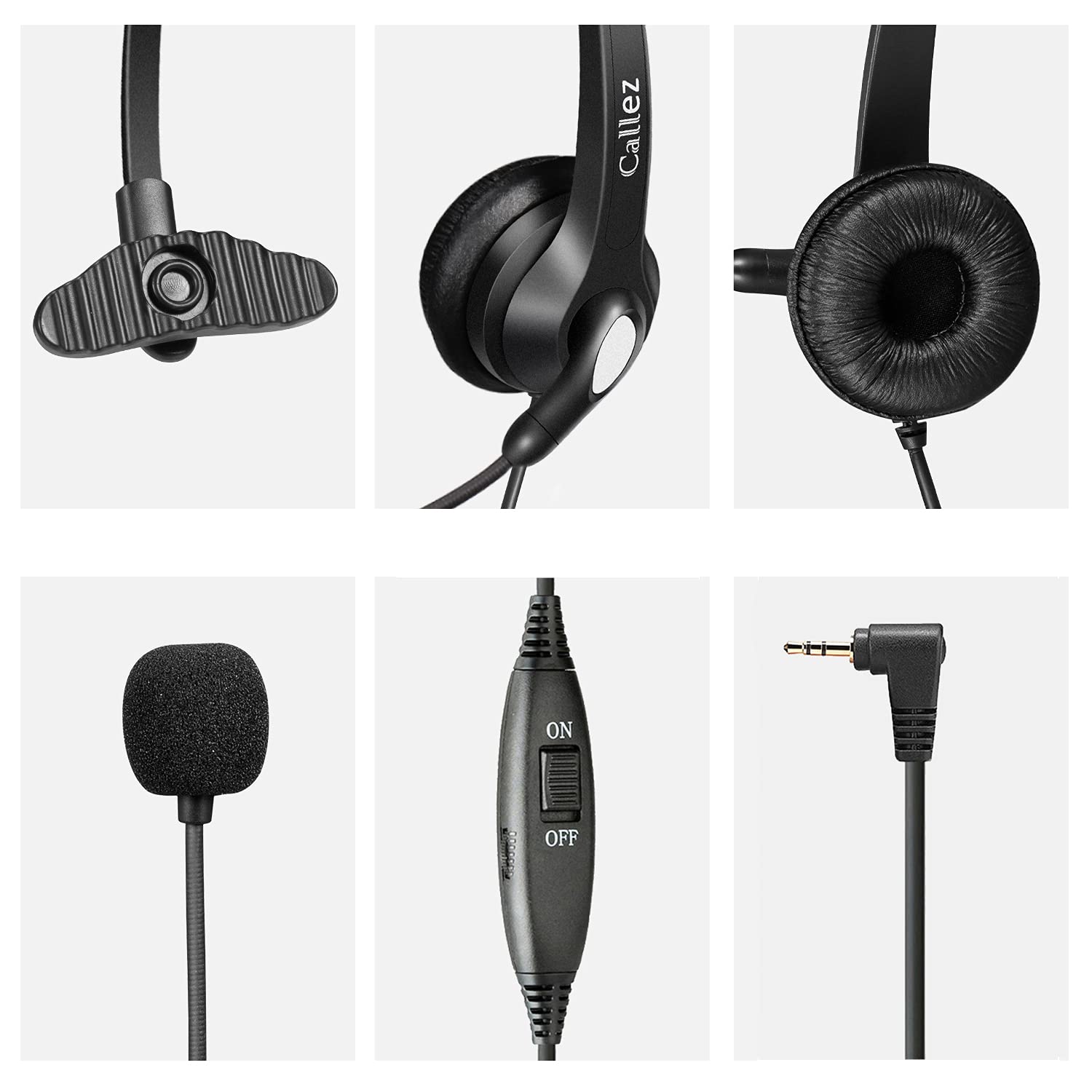 Callez Cuffie Telefono Fisso Cordless Dect con Microfono a Cancellazione del Rumore, Cuffia 2,5 mm Mono, Auricolare Call Center per Cisco SPA 504G Gigaset C530A CL660 Yealink W52P