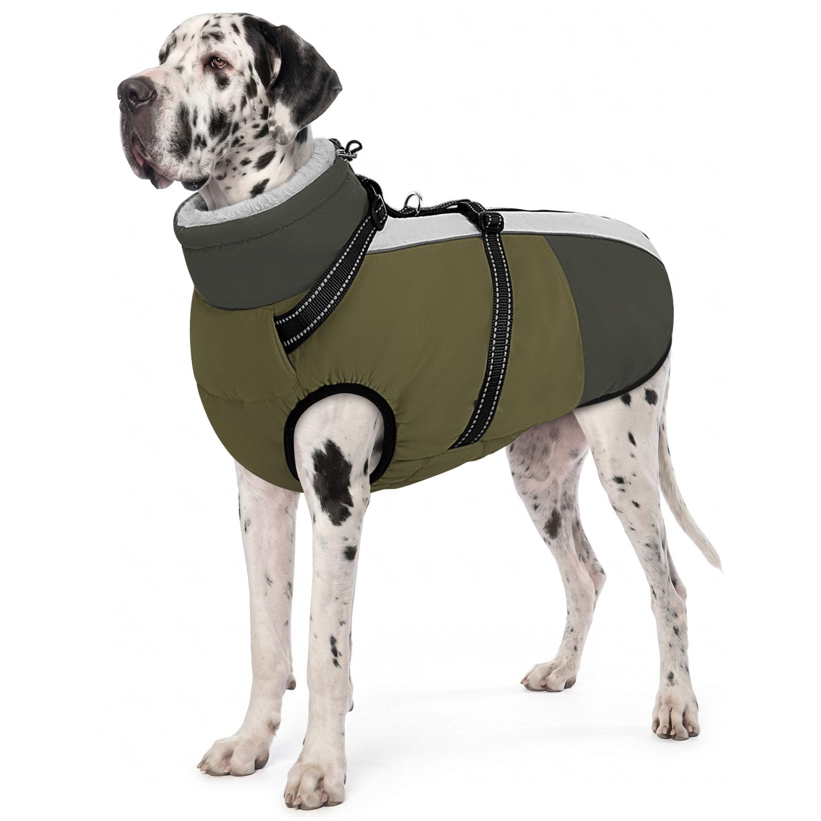 AOFITEE Dog Coat for Large Dogs Warm Waterproof Dog Jacket with Harness
