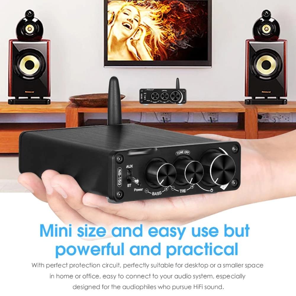 DLOETT Mini 5.0 TPA3116 Amplificateur audio numérique HiFi Classe D Amplificateur de puissance stéréo 100 W x 2 pour enceintes domestiques