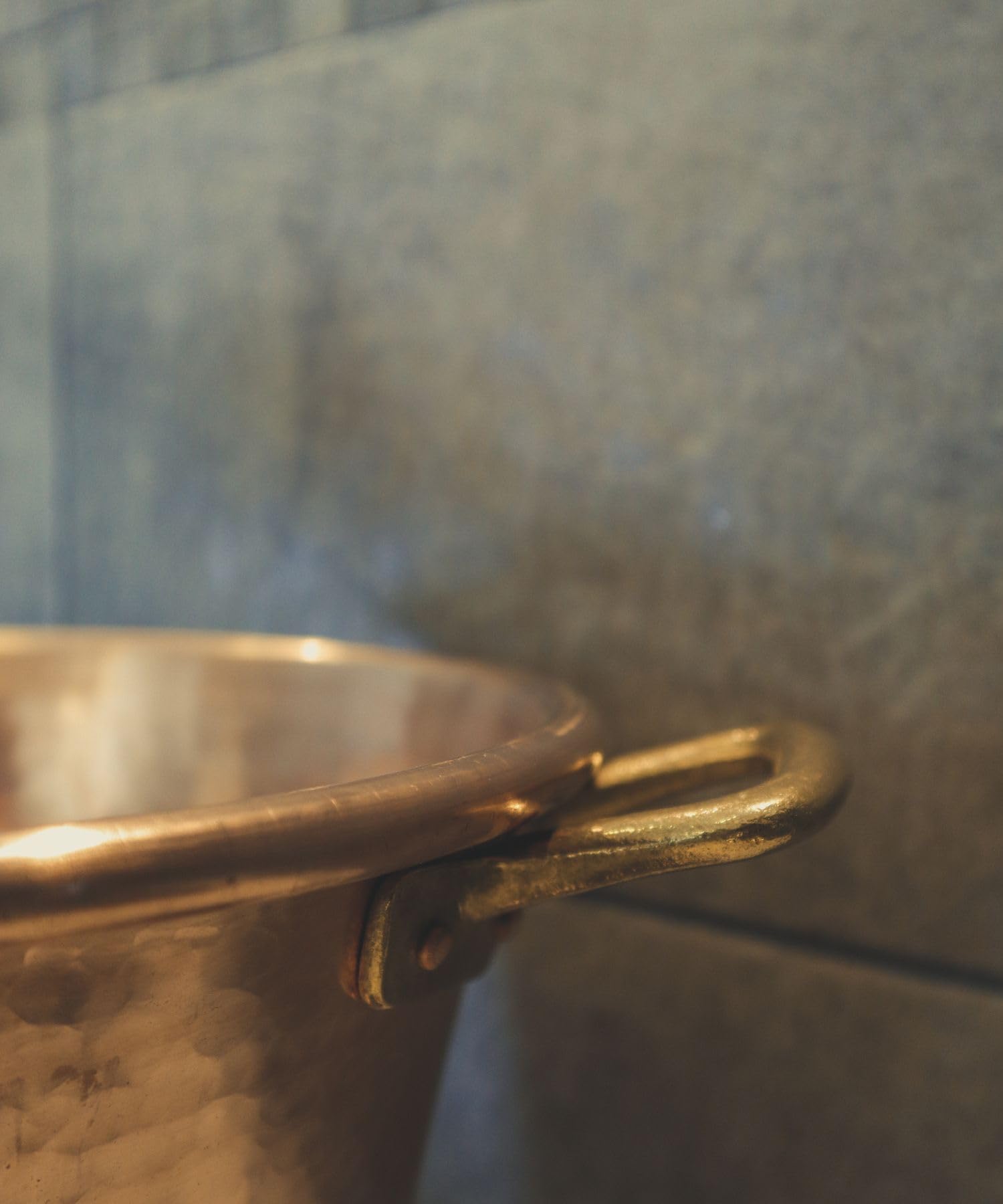 CREARTISTIC 100% Made in Italy- Kupferkessel - für Polenta - Kupfertopf für Marmelade -27cm Durchmesser- Handgefertigt aus Kupfer - Mit Messinggriff - Gehämmerter Kupferverarbeitung - für 6 Personen