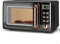 Vista 12 de Horno de microondas retro para encimera SIMOE, microondas pequeño de 0.7 pies cúbicos con función de descongelamiento, 5 niveles de potencia, 8