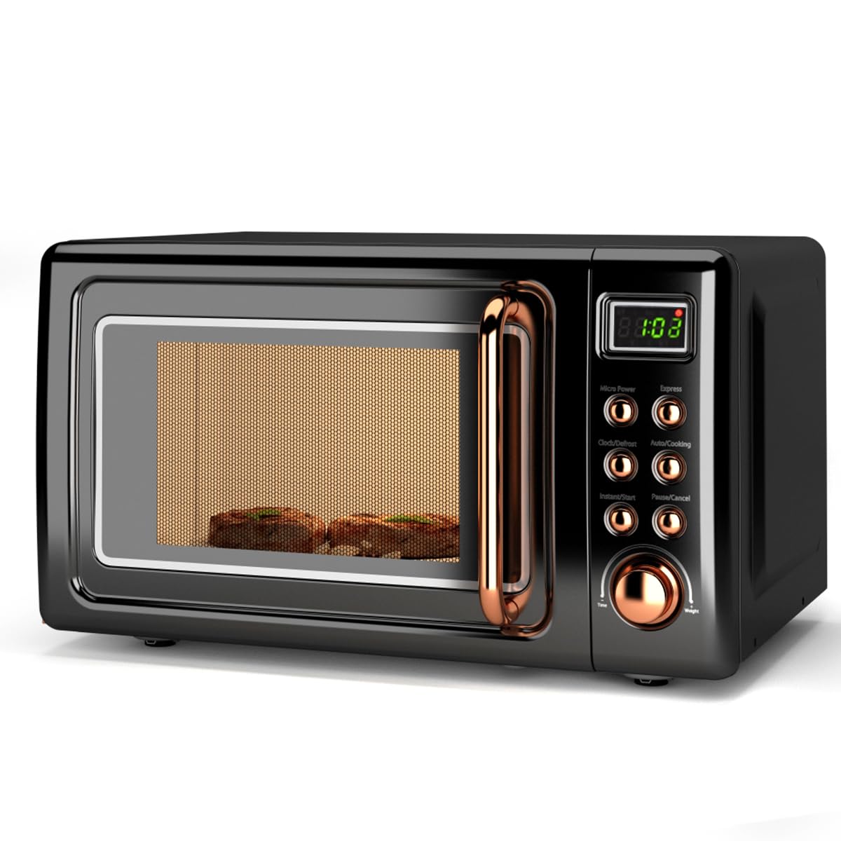 Countertop Retro Microwave Oven SIMOE 0 7 Cu Ft Small Microwave with Defrost 5 Micro Power 8 Auto-cooking