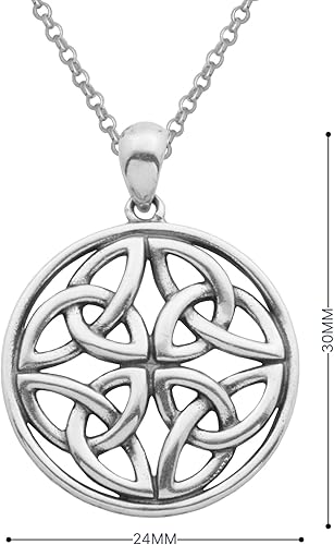 Miniatura 4 de Yaxa Essentials .925 Sterling Silver Celtic Pendant Necklace for Women, 18" Rolo Chain, Hypoallergenic Women's Jewelry Plata Triquetra Celta