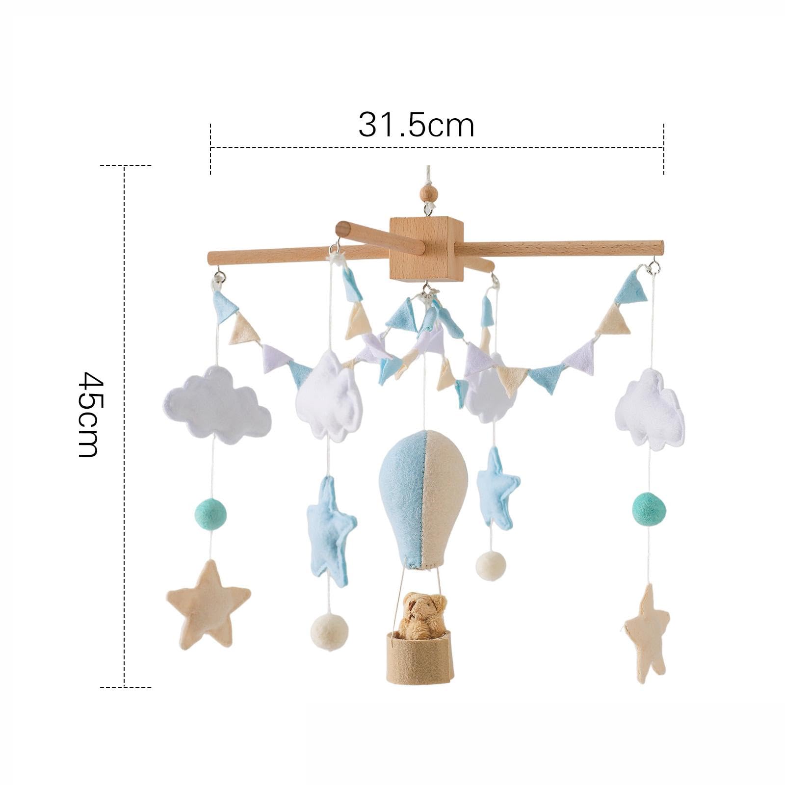 Mobile per Culla Ornamento Pendolo in Feltro E Legno Campanello Decorazione Appesa Sfera Giocattolo Cameretta Adatto a Neonati Bambini Regalo, Stile a