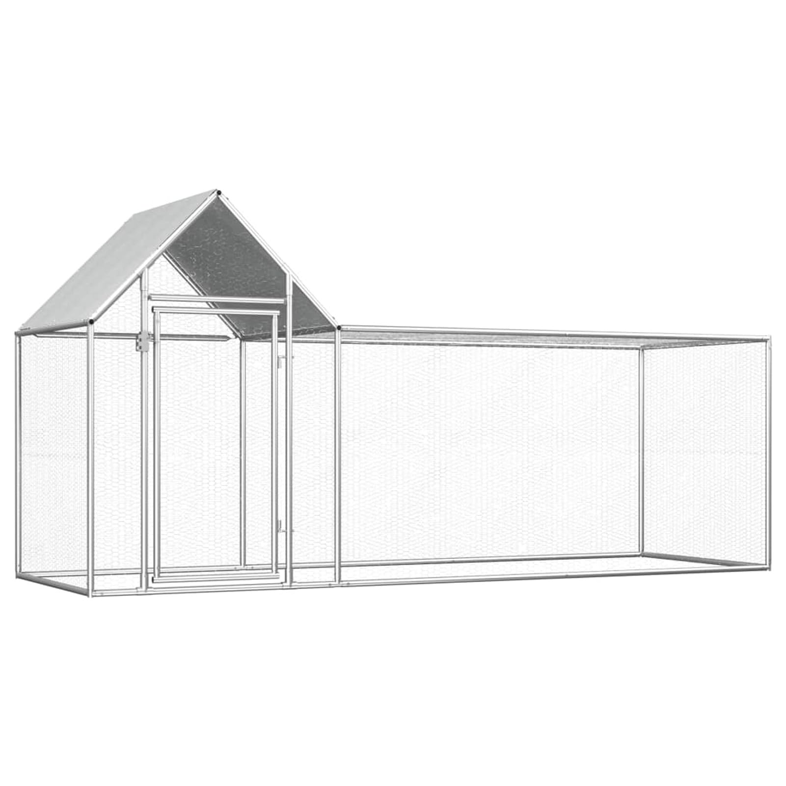 Homgoday Gallinero de acero galvanizado de 3 x 1 x 1,5 m, gallinero y corral, gallinero, jaula de aves de corral para gallinas, patos, conejos, perros, jaula de aves de corral 1473 para animales y