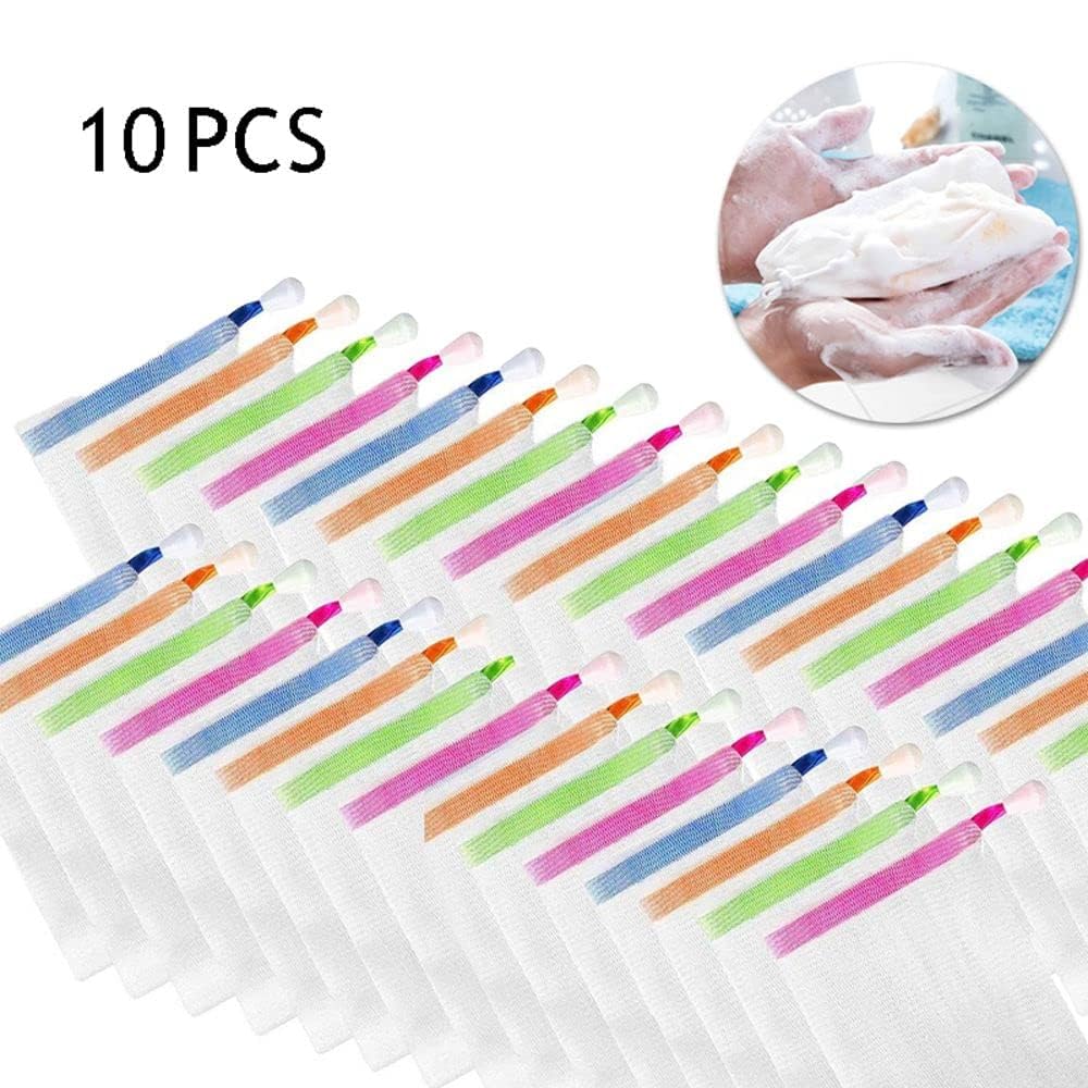 10PCS colorful Foaming Mesh Bags,Portable Soap Saver Bags Hangable Net Soap Pouches, Nylon Drawstring Bags Shower Foaming Mesh Face Cleansing Tool,Soaps,Beauty and Personal Care,Cleansers,Skin Care 1