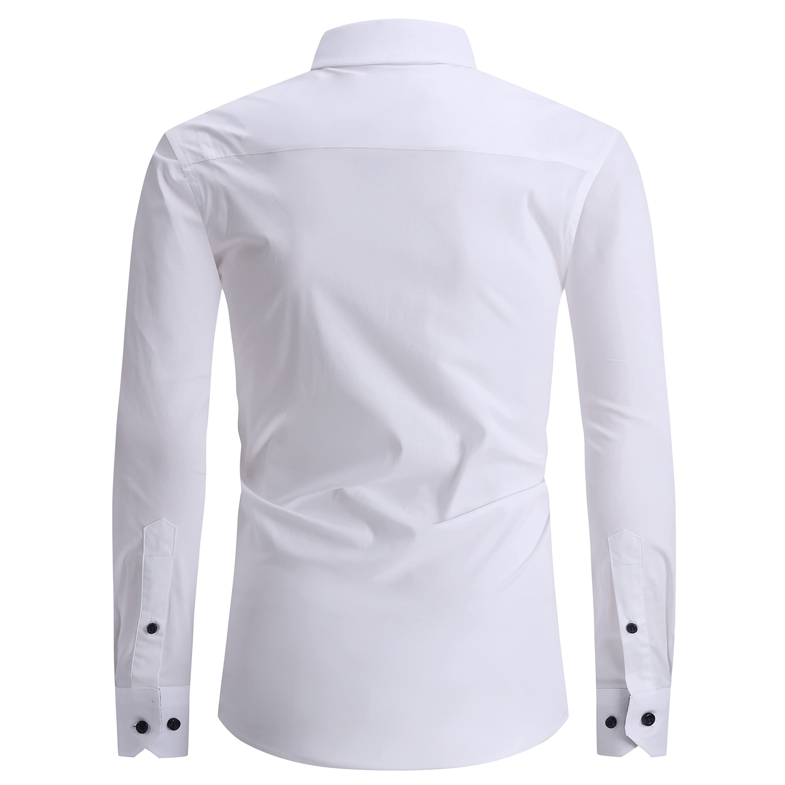 SAMERM Herrenhemd, normale Passform, langärmelig, Button-Down-Shirt für Herren (S-2XL), Solid2-Weiß, Mittel