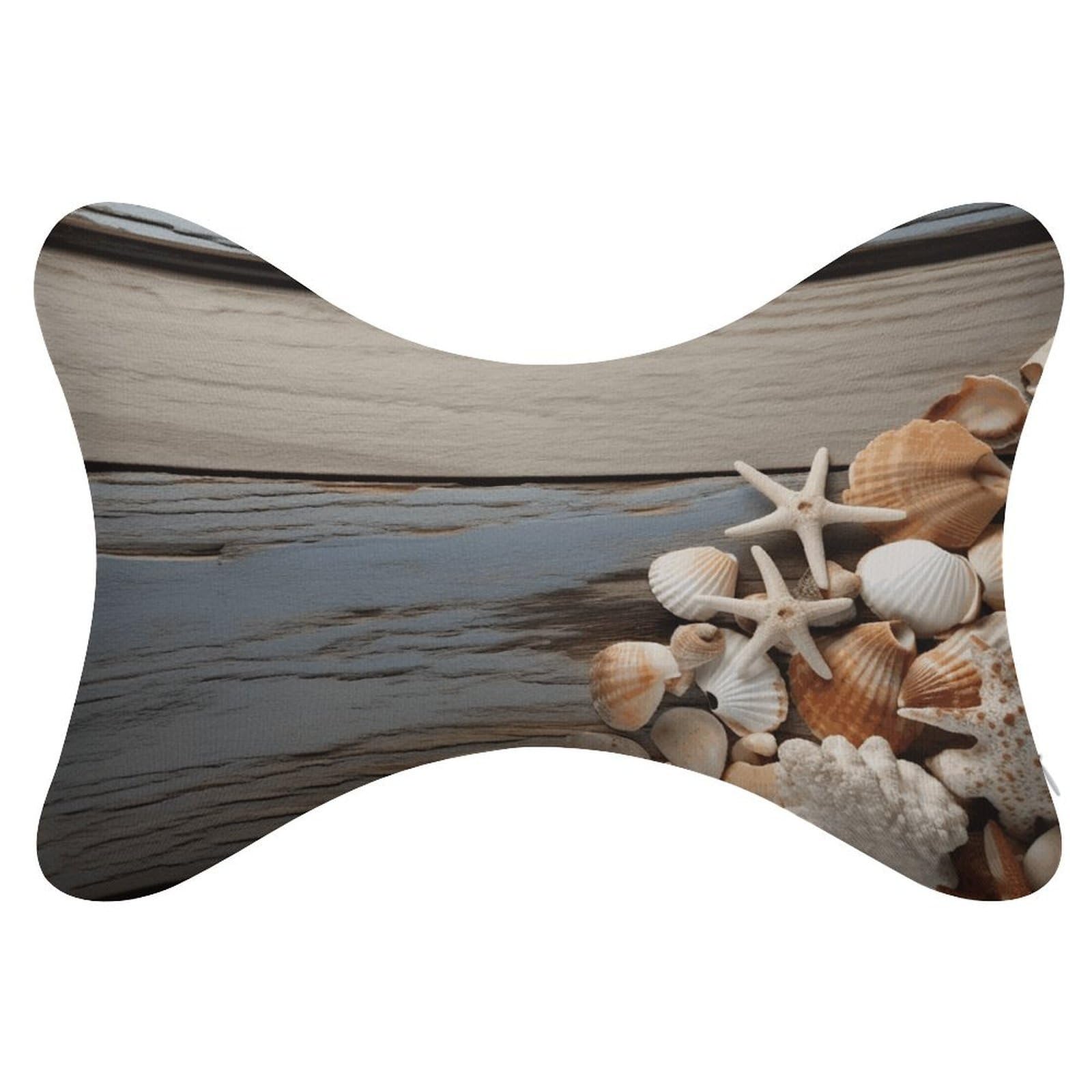 Adfgyerh Style Seashells On Wooden Board Pillow ，Memory Foam Pillow Core，Cushion,Provide Neck Support，Car Pillows For Travel Car Seats And Home Offices.