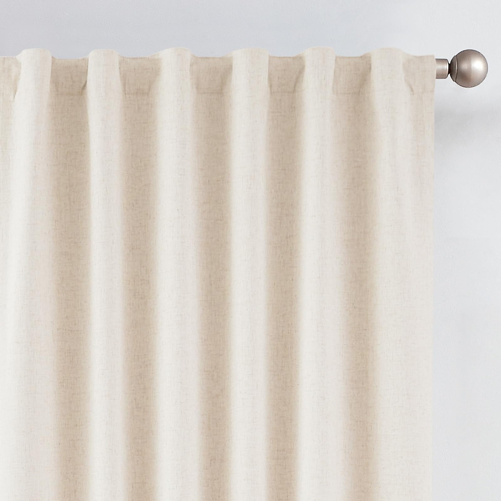 jinchan 100% Blackout Linen Curtains for Bedroom 84 Inch Length Beige Curtains Rod Pocket Back Tab Thermal Insulated Curtains for Living Room Modern Drapes Window Curtain Set 2 Panels Ecru