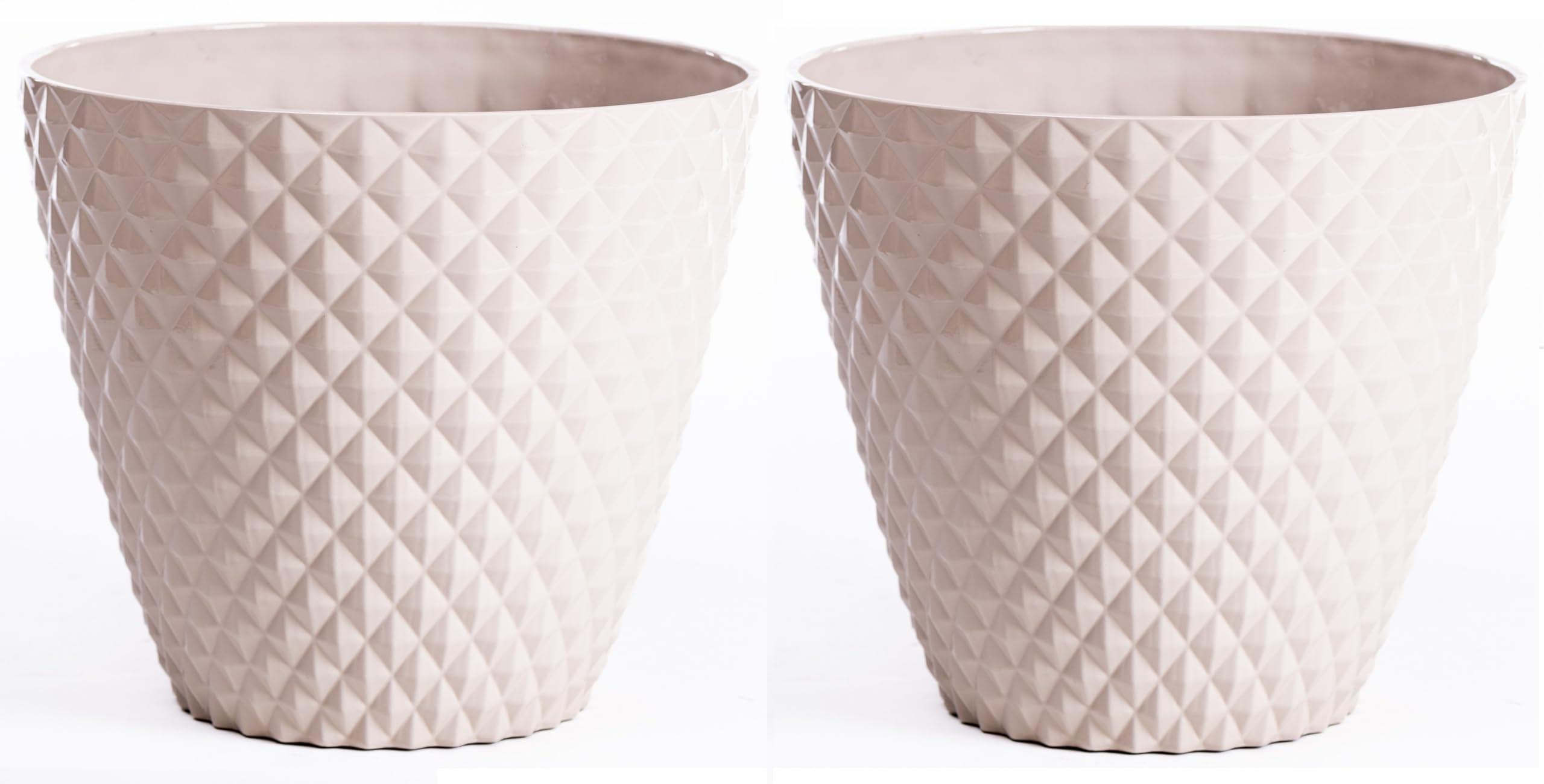 B&Q -  Diamond Planter Stone Ivory (D39.5 X H35Cm) X 2