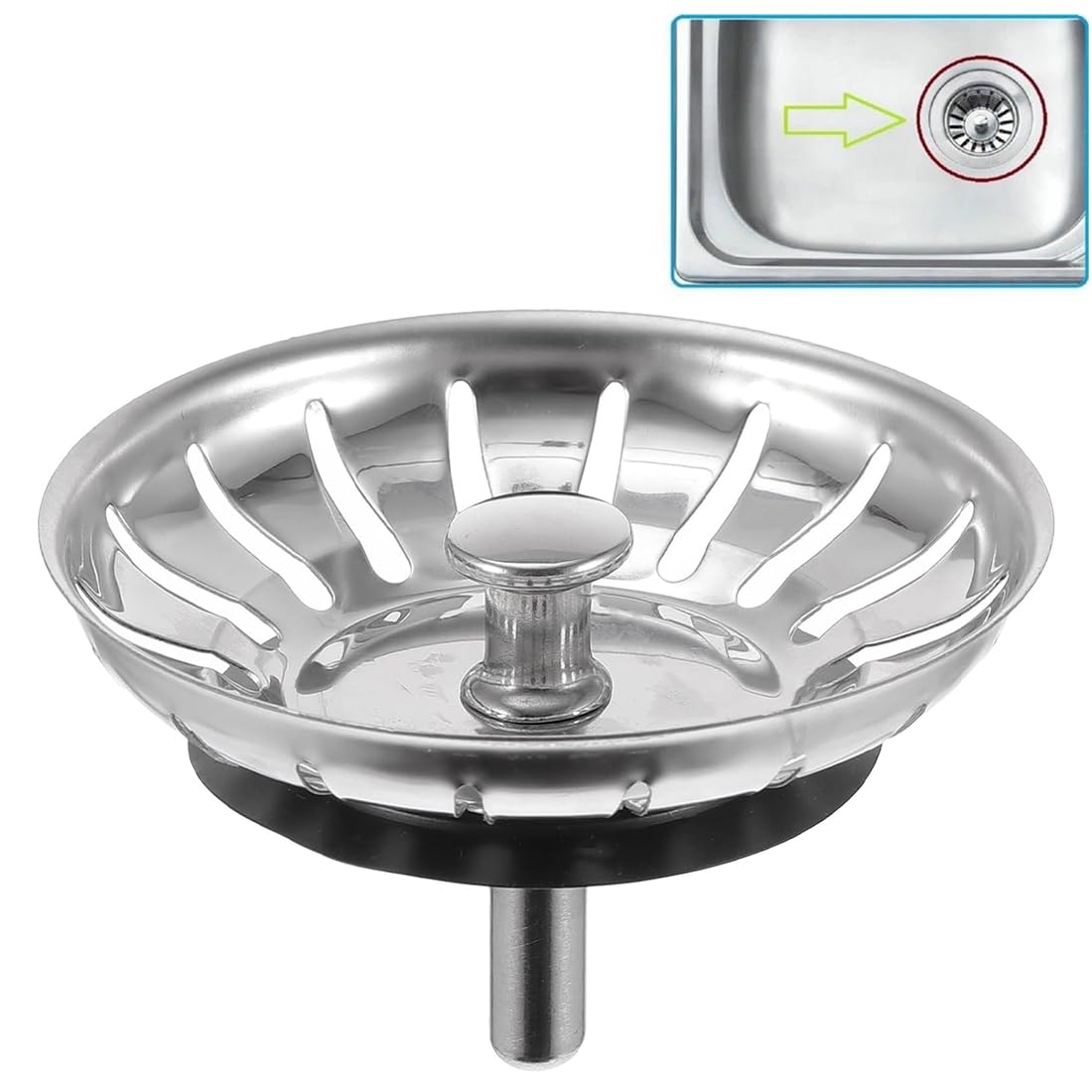 Filtro Per Lavello Cucina In Acciaio Inox - 2 Pezzi, Diametro 82 Mm, Antiotturazione Con Fori Di Scarico - Foto 2