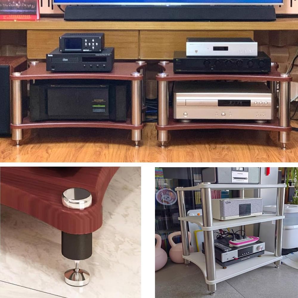Szafka na sprzęt audio HiFi z 4 poziomami – stojak na sprzęt stereo, wzmacniacz i konsolę audio-wideo – stylowy mebel do domowej rozrywki (biały, 4 poziomy)